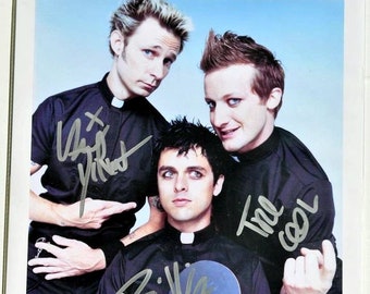 Green Day Signed Photo X3 – Billie Joe Armstrong, Tre Cool, Mike Dirnt - W/COA