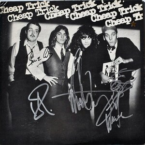 Cheap Trick band signed All Shook Up album COA proof Robin Zander,Rick Nielsen,Tom Peterson star Cheap Trick band signed All Shook Up album COA proof Robin Zander,Rick Nielsen,Tom Peterson star