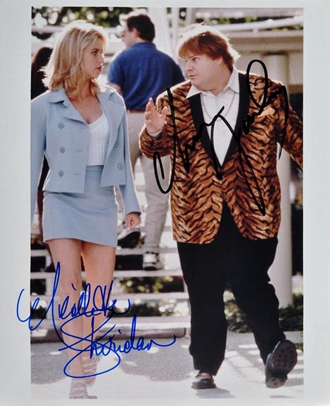 Chris Farley & Nicolette Sheridan Signed Photo - Beverly Hills