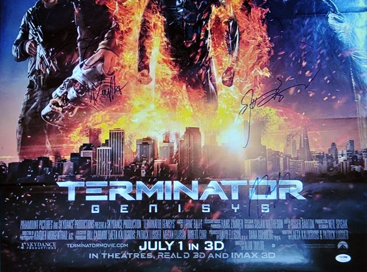 Terminator Genisys Signed Movie Poster X8 - Arnold Schwarzenegger