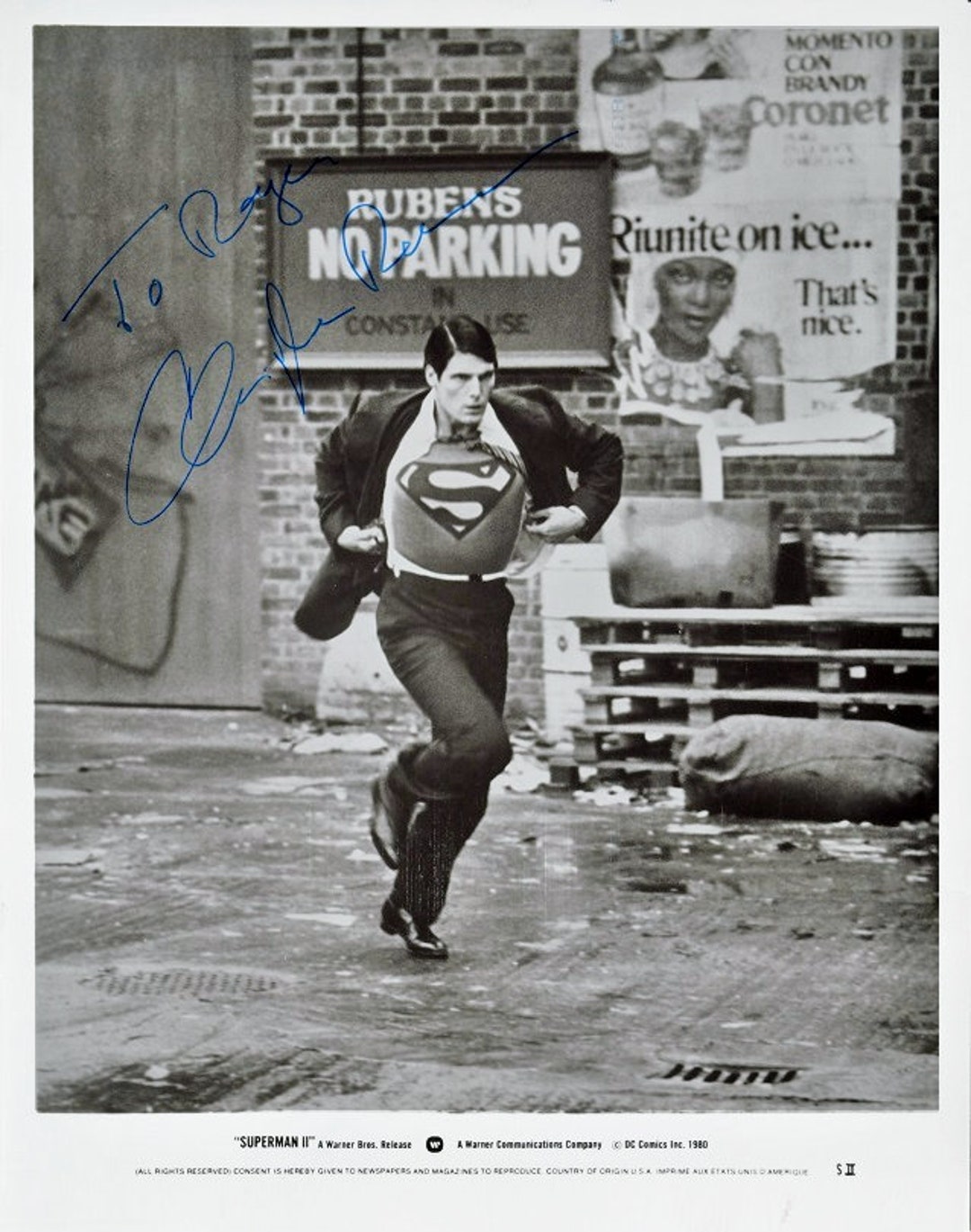 Christopher Reeve Signed Autographed Photo Superman II W/COA - Etsy