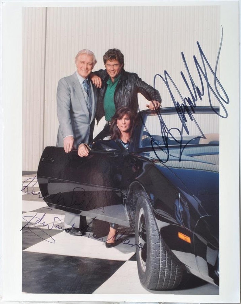 Knight Rider Cast Signed Photo X2 David Hasselhoff & Edward Mulhare W/COA image 1