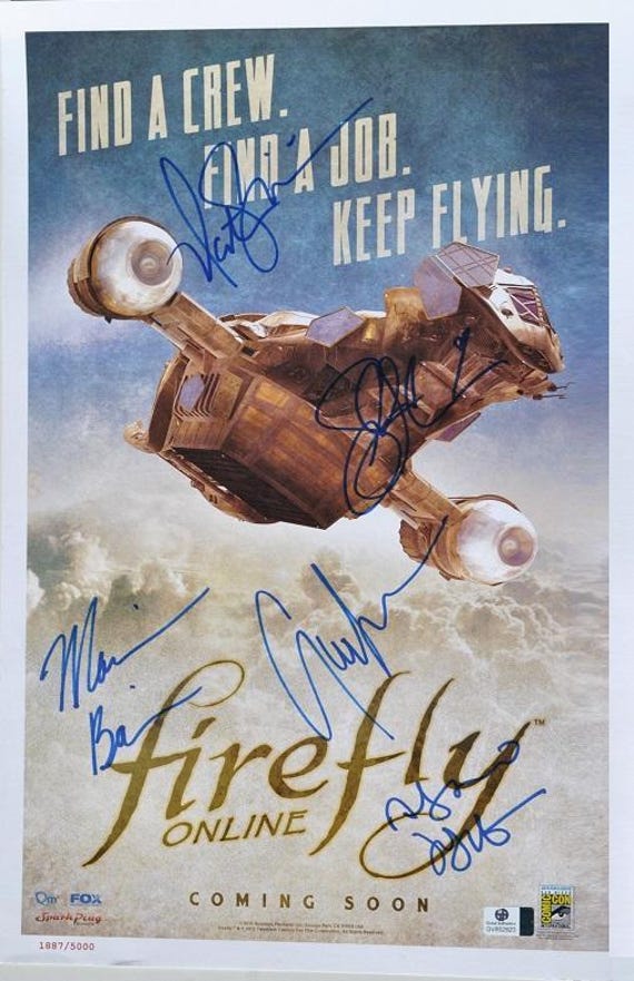 Firefly Cast Signed Poster X5 - Nathan Fillion + -12