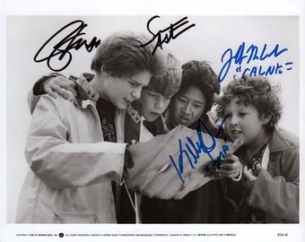 Goonies Cast Signed Photo X4 - Jeff Cohen, Sean Astin, Corey Feldman, Jonathan Ke Quan  W/COA