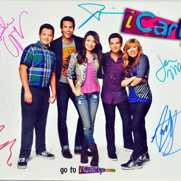 Icarly Cast Signed Photo X5 -Miranda Kosgrove, Jennette Mccurdy, Nathan Kress + W/COA