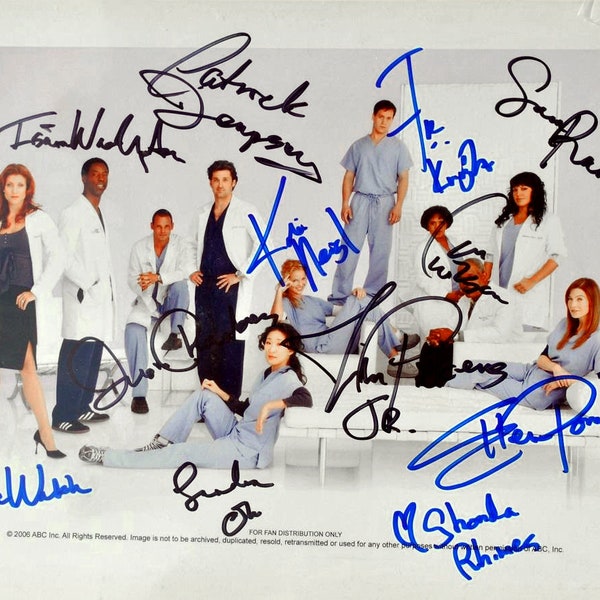 Grey’s Anatomy Cast Signed Photo X12 – Ellen Pompeo, Katherine Heigl, Patrick Dempsey W/COA