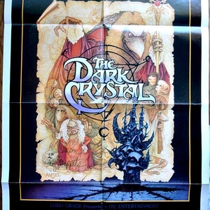 Póster de película firmado por Jim Henson: El cristal oscuro, 27" x 41" con certificado de autenticidad