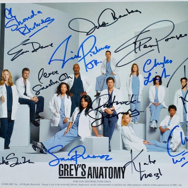 Grey’s Anatomy Cast Signed Photo X13 – Ellen Pompeo, Katherine Heigl, Patrick Dempsey+ W/COA