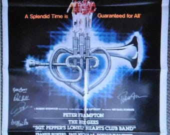 Poster X4 signé Les Bee Gees et Peter Frampton - Sgt. Poivre - 27"X41" A/COA