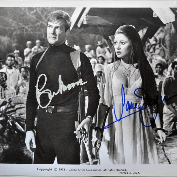 Roger Moore & Jane Seymour Signed Photo – 007 – Live And Let Die W/COA