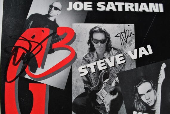 G3 Signed 1997 Concert Tour Poster X3 – Joe Satriani, Steve Vai