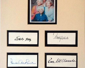 Golden Girls Cast Signed Photo Plaque X4 - Beatrice Arthur, Betty White, Rue Mcclanahan, Estelle Getty W/COA