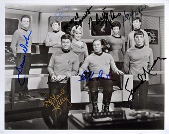 Star Trek TOS Cast Signed Photo X8 - William Shatner, Leonard Nimoy, Deforest Kelley + W/COA