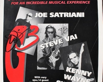 Signiertes G3 Konzerttournee-Poster 1997 X3 – Joe Satriani, Steve Vai, Kenny Wayne Shepherd mit Echtheitszertifikat