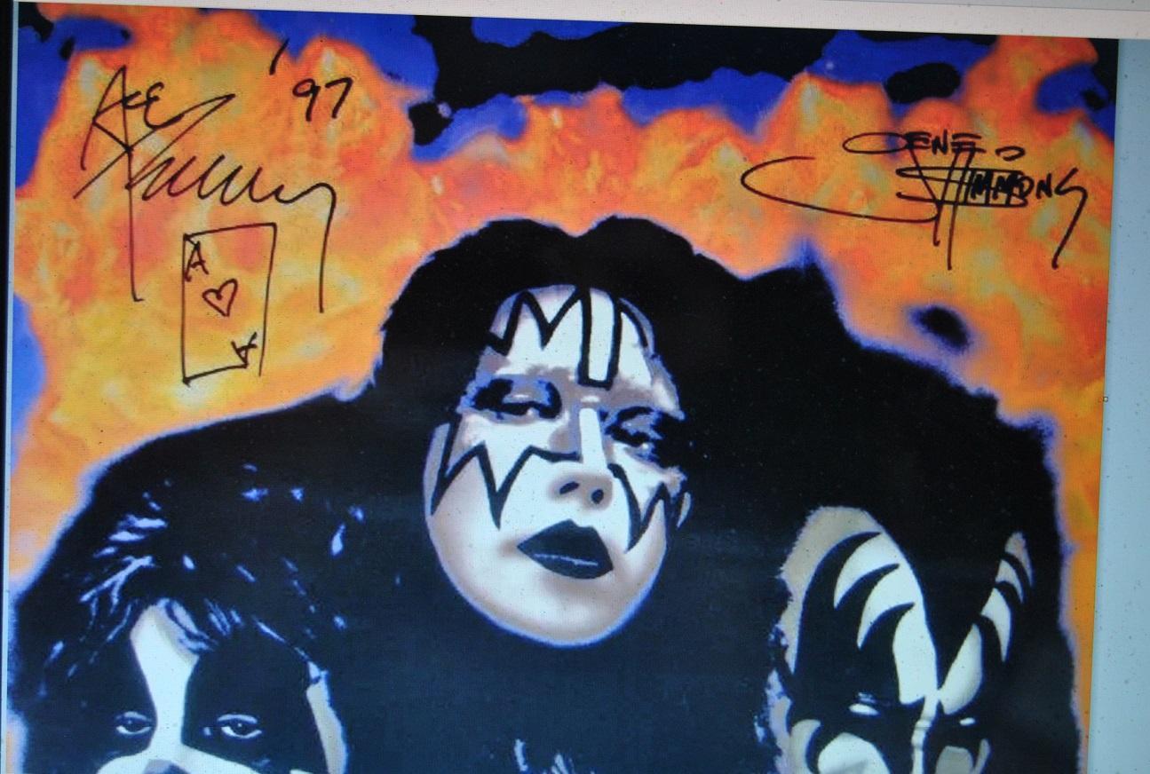 KISS Band Signed 1995 - 23”X35” Black Light Velvet Poster X4