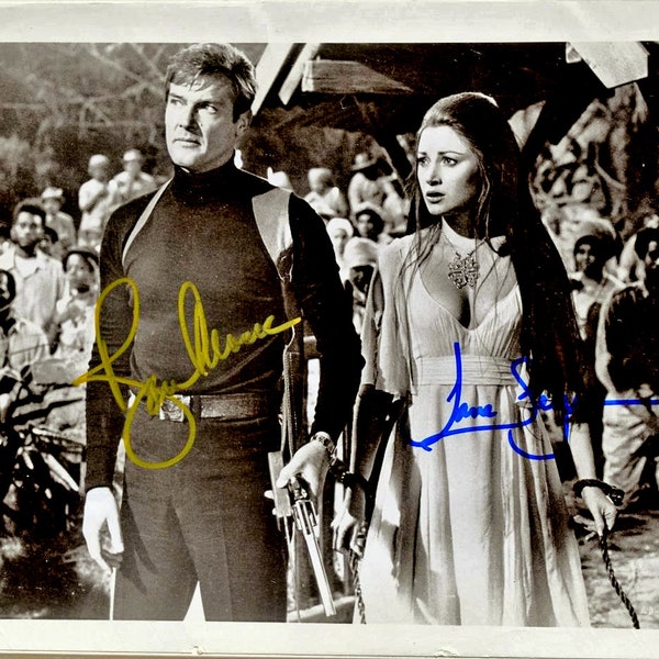 007 James Bond Cast Signed Photo X2 – Roger Moore & Jane Seymour - W/COA