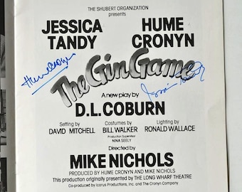 Jessica Tandy & Hume Cronyn Signed Play Booklet – The Gin Game 11"X 14" W/COA