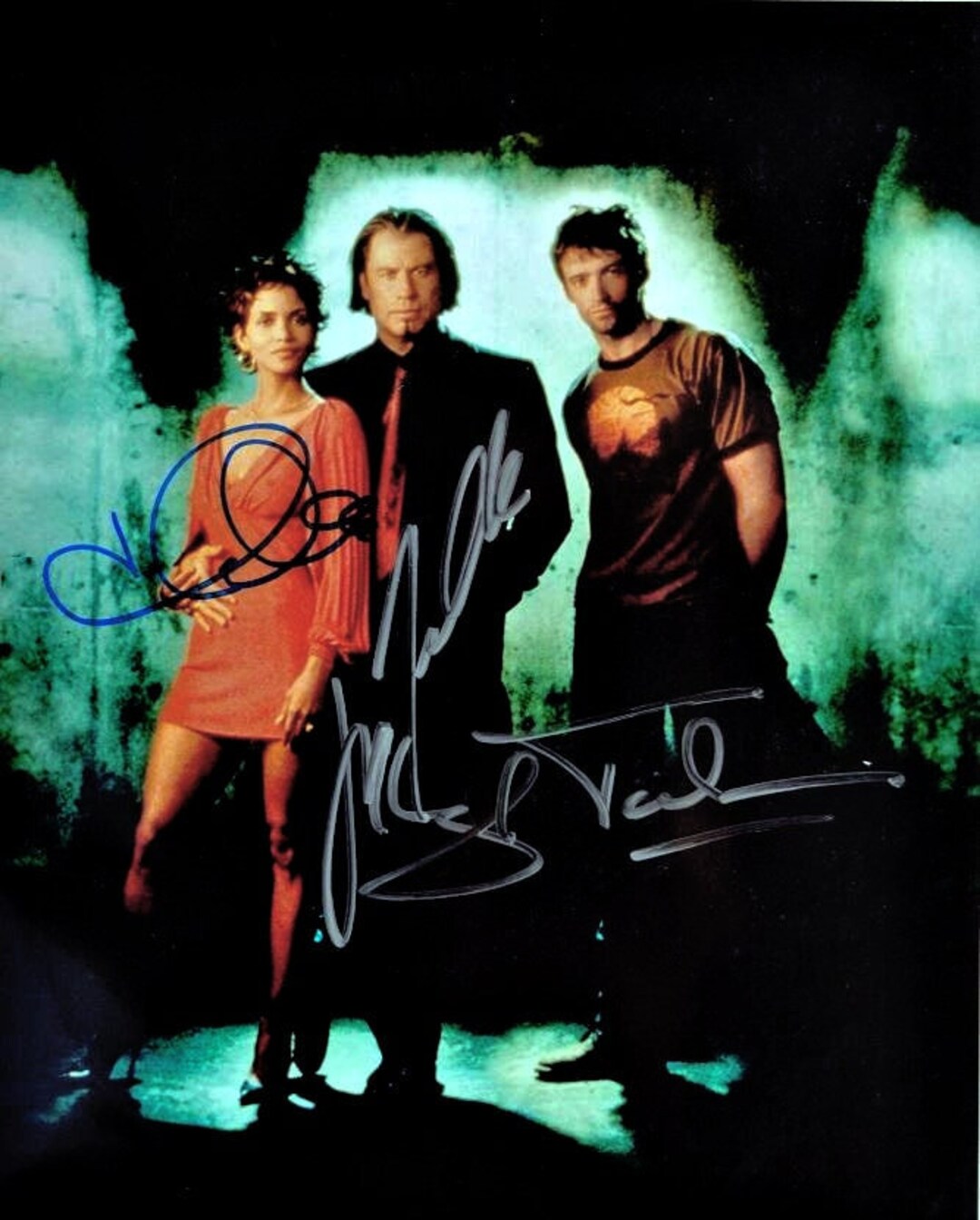 Swordfish Cast Signed Photo X3 John Travolta, Hugh Jackman, Halle Berry