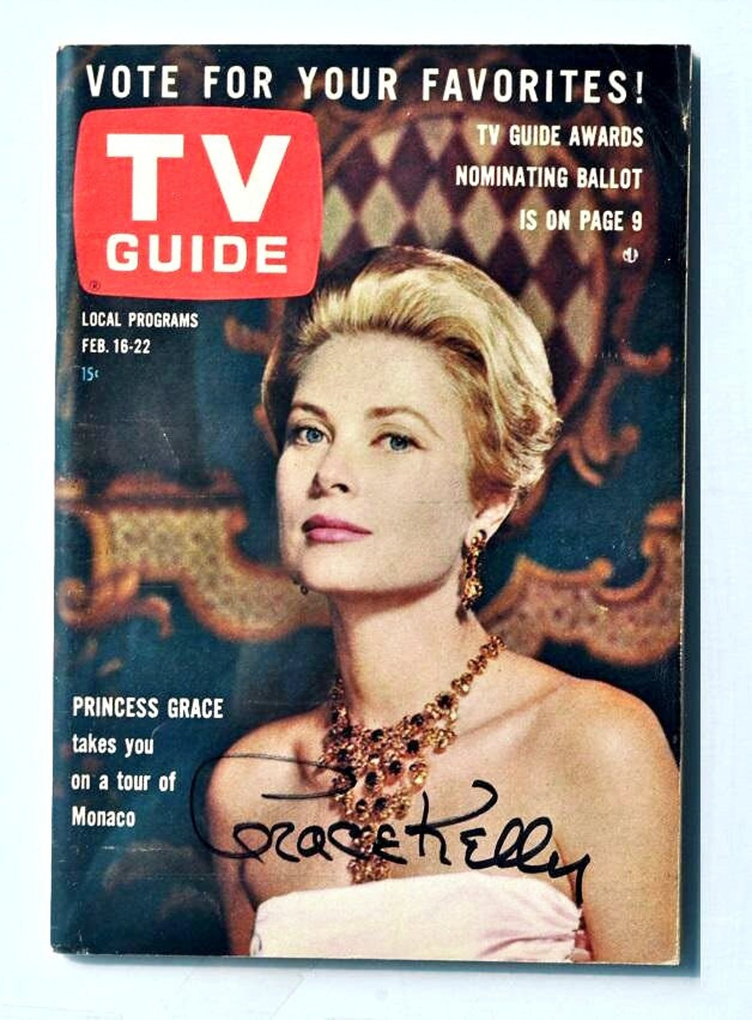 グレース・ケリー直筆サイン入り TVガイド誌 1963年2月16日～22日号