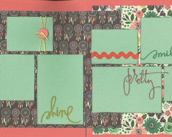 Smile CSC Premade Scrapbook PageCard Making SEWN Tags Set of 2