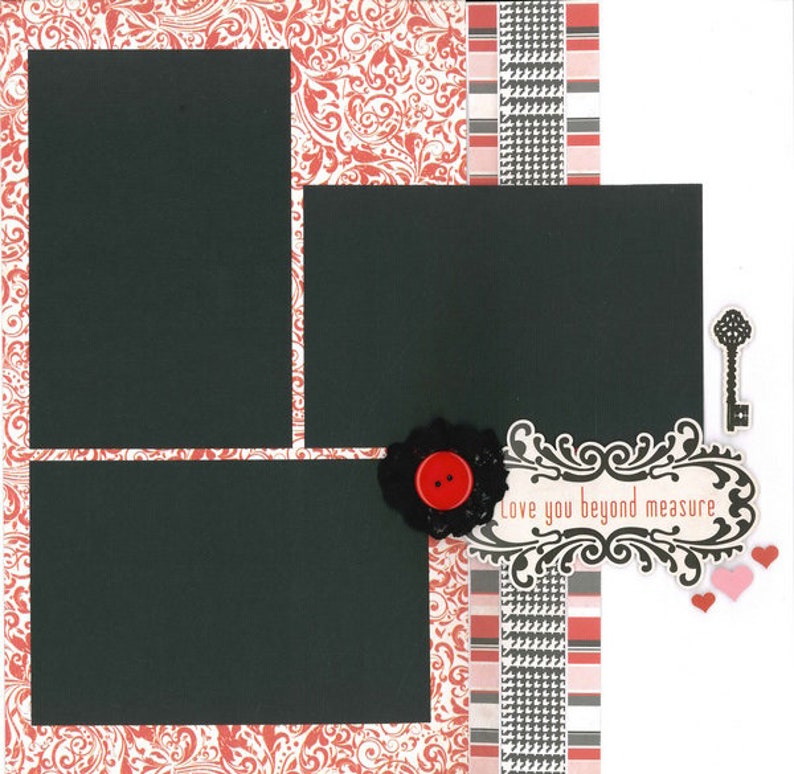 12x12 XOXO scrapbook page kit premade scrapbook kit 12x12 Etsy