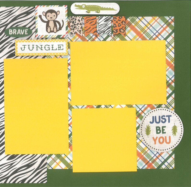 12x12 EXPLORE THE JUNGLE Scrapbook Page Kit Premade Scrapbook Etsy