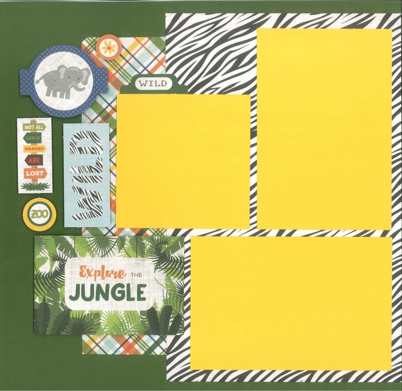 12x12 EXPLORE THE JUNGLE Scrapbook Page Kit Premade Scrapbook Etsy