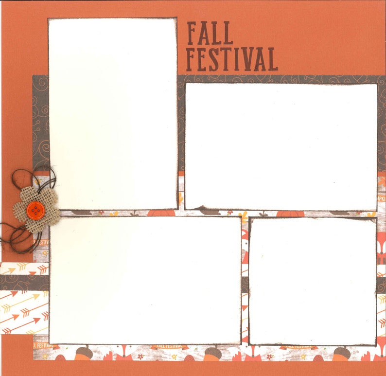 12x12 FALL FESTIVAL scrapbook page kit premade scrapbook Etsy