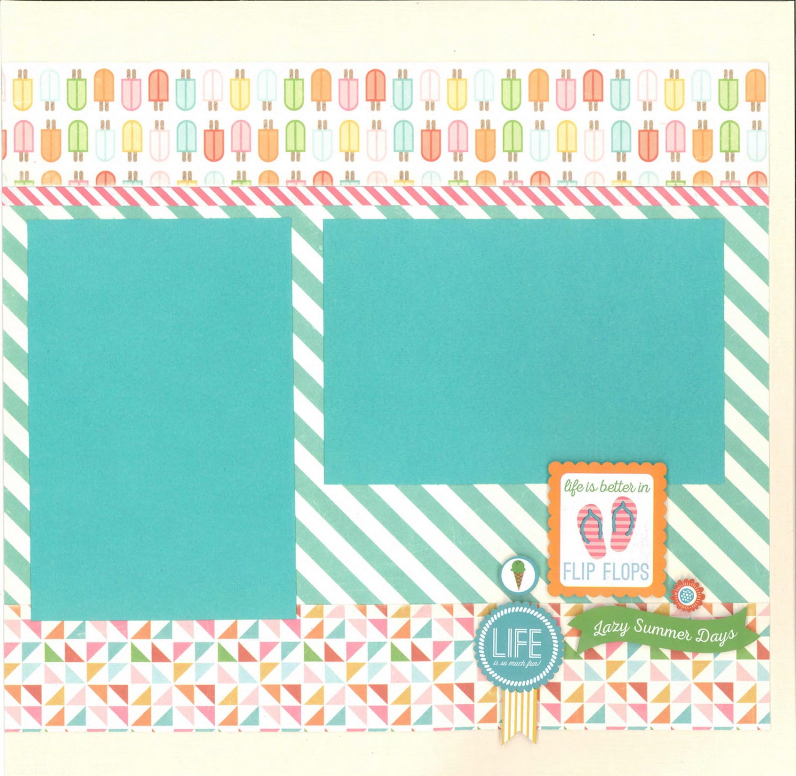 12x12 SUMMER Scrapbook Page Kit Premade Summer Scrapbook Etsy