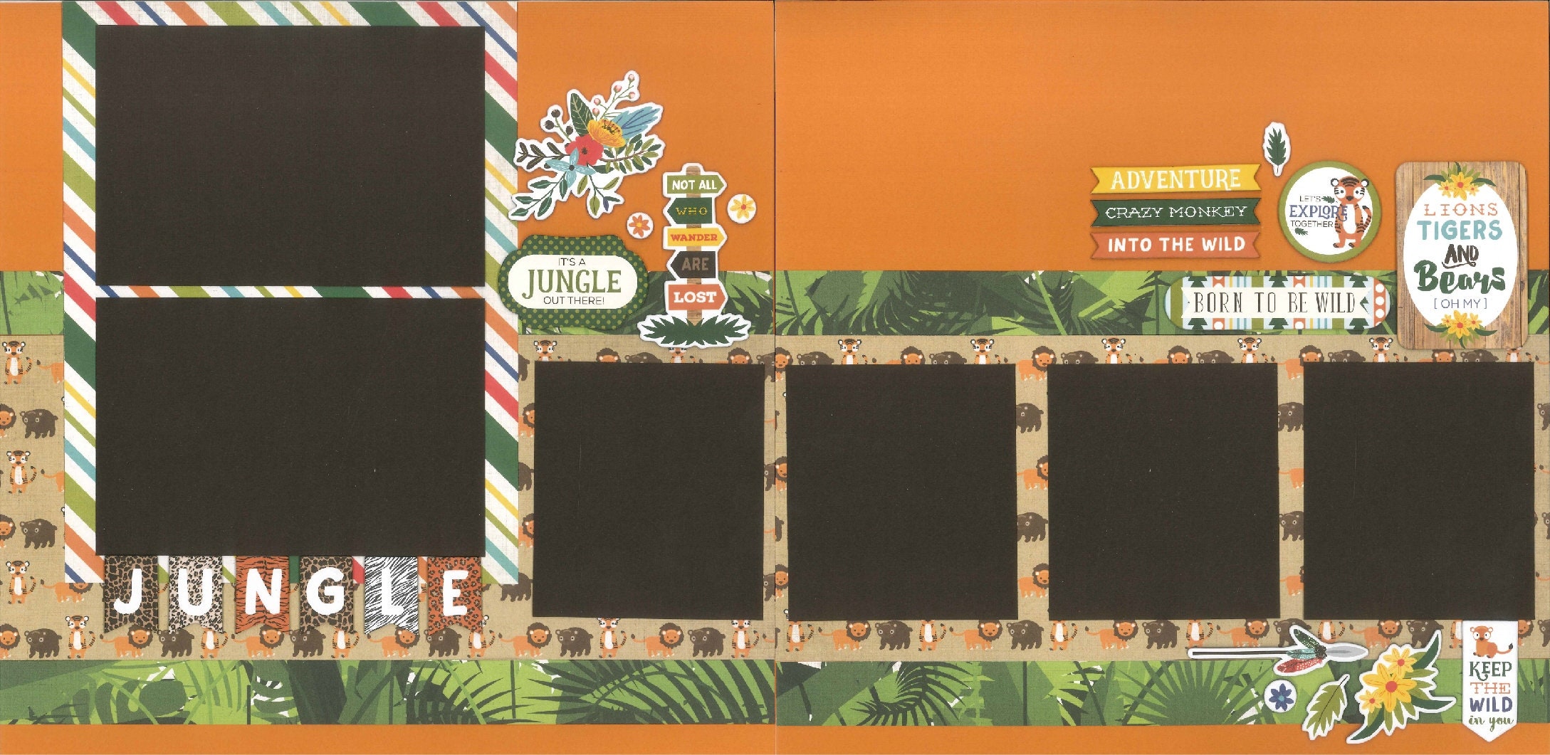 12x12 JUNGLE scrapbook page kit premade scrapbook kit 12x12 Etsy