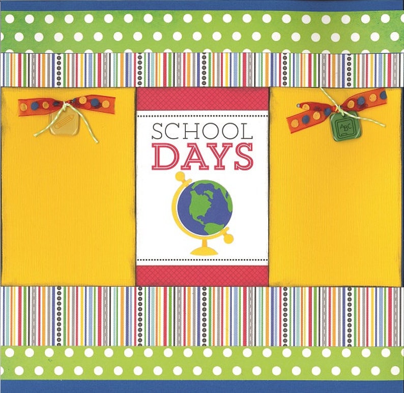 12x12 SCHOOL DAYS Scrapbook Page Kit Premade Scrapbook Kit Etsy