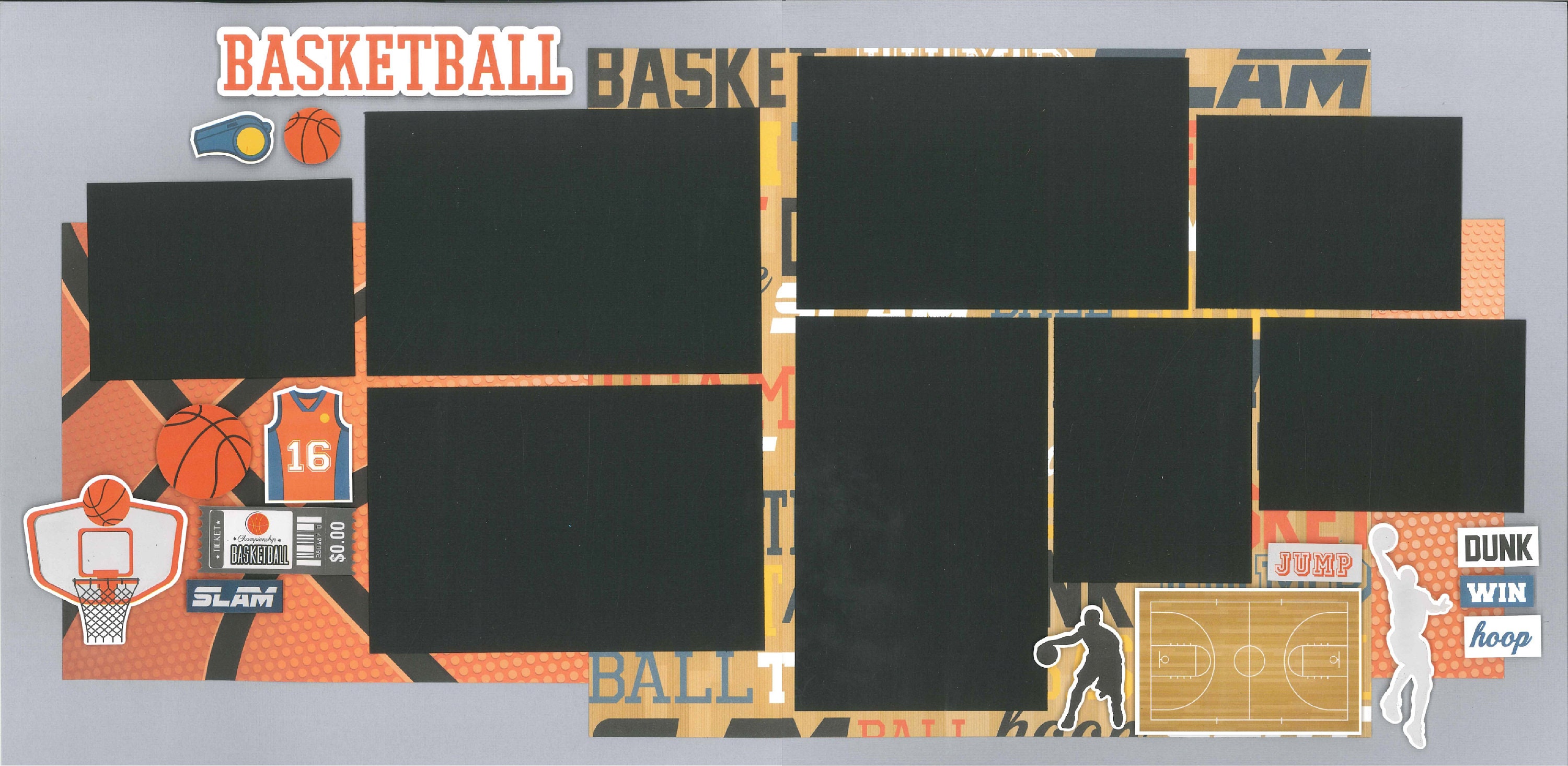 12x12 BASKETBALL Scrapbook Page Kit Premade Scrapbook Kit Etsy