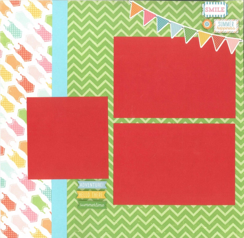 12x12 SUMMER Scrapbook Page Kit Premade Summer Scrapbook Etsy
