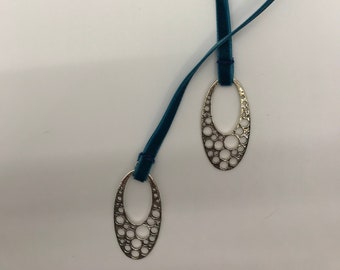 Velvet ribbon bookmark with silver charm  ends