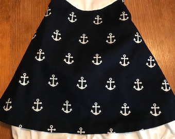 Nautical theme infant dress with bloomers