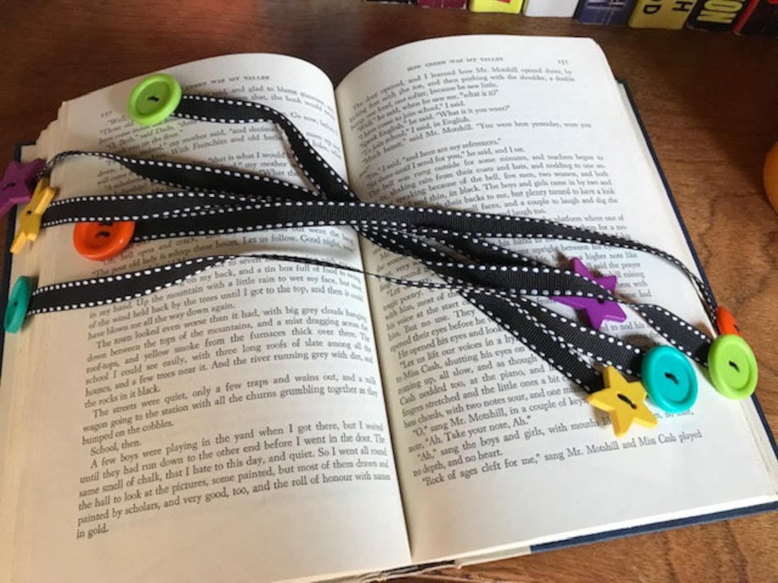 Ribbon Bookmark With Button Ends - Etsy