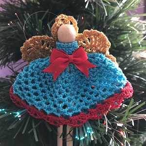Crochet angel clothespin ornament