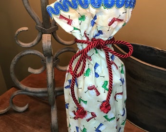 Cloth wine bottle gift bag Christmas table decoration