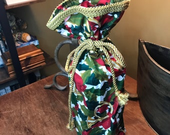 Cloth wine bottle gift bag Christmas table decoration