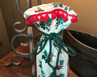 Cloth wine bottle gift bag Christmas table decoration