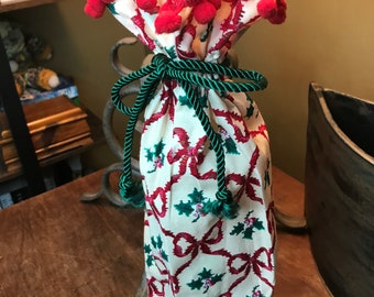 Cloth wine bottle gift bag Christmas table decoration