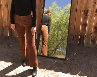 60s Hippie Suede Bell Bottoms / Vintage Suede Jeans