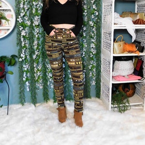 90&#39;s Linea Novelty Print Pants / Vintage Stretch, Straight Leg, High Waist Pant