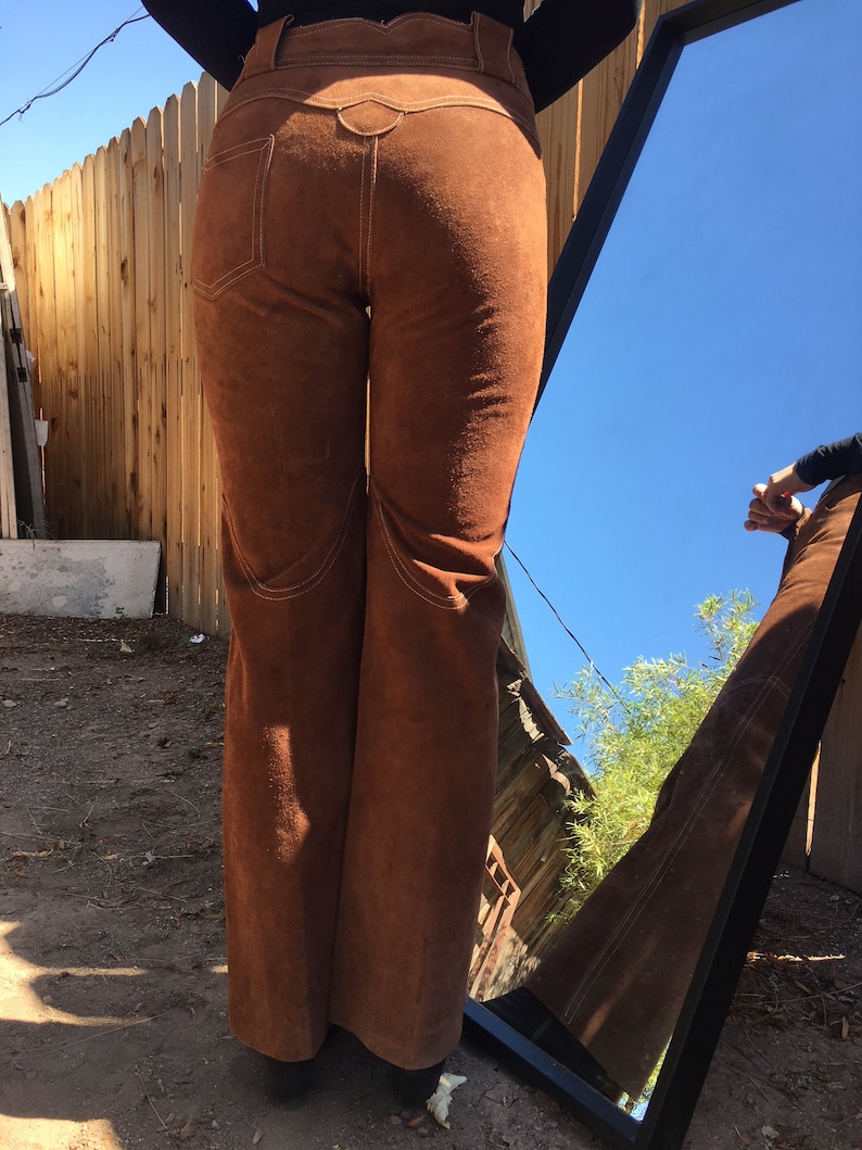 60s Hippie Suede Bell Bottoms / Vintage Suede Jeans - Etsy