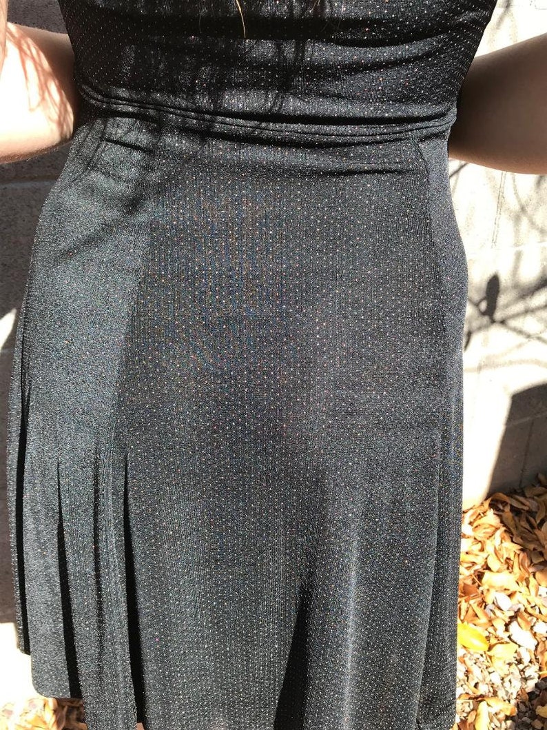 90s Sheer Sparkle Black Dress / Vintage D.C.I. by Cortney flowy Dress image 5