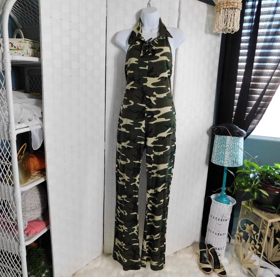 90's Chesley Camouflage Halter Jumpsuit - image 2