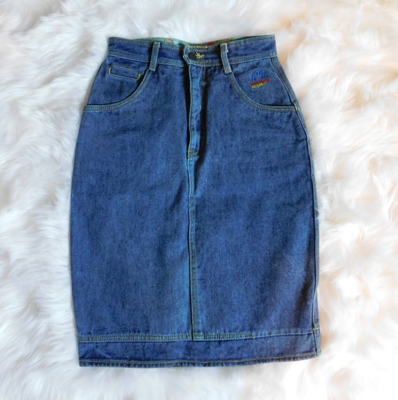 80s NeoMax Denim Pencil Skirt / Vintage Jean Skir… - image 5