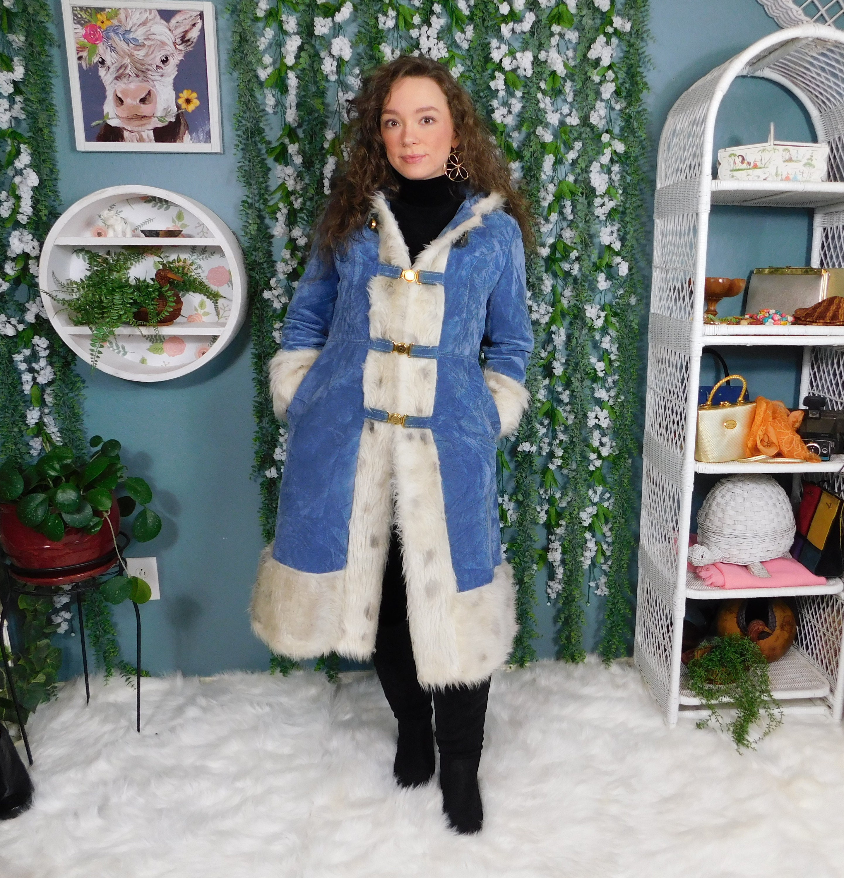 blue suede coat