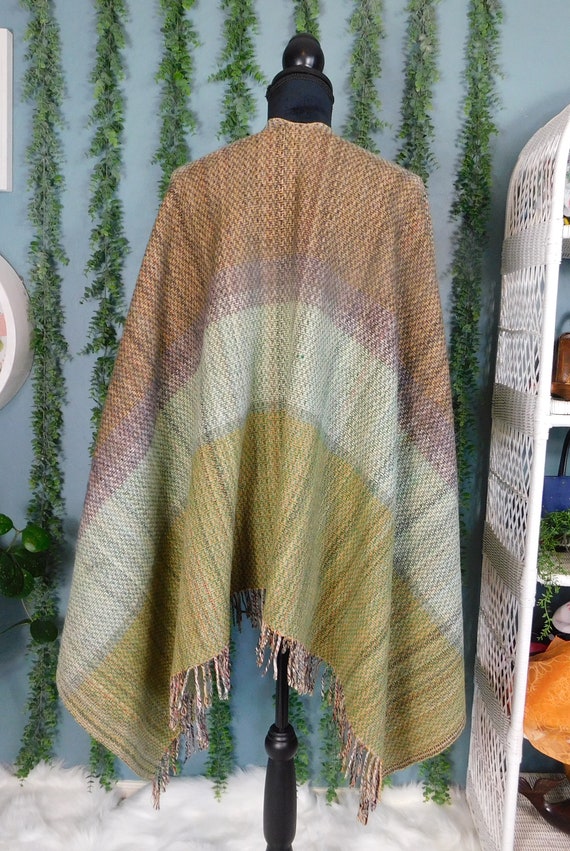 60s 70s Wool Fringed Poncho by Hudson's - image 4