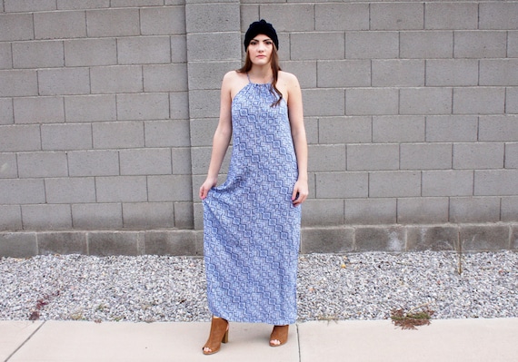 90's Mod Rayon Maxi Dress